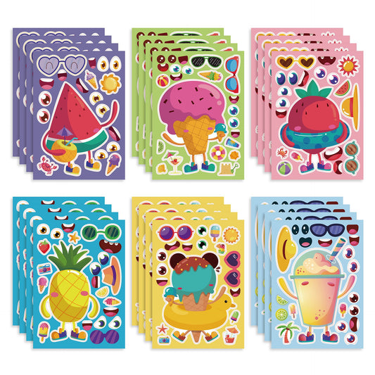 24 Sheets Fruit Icecream Make Your Own Stickers for Kids