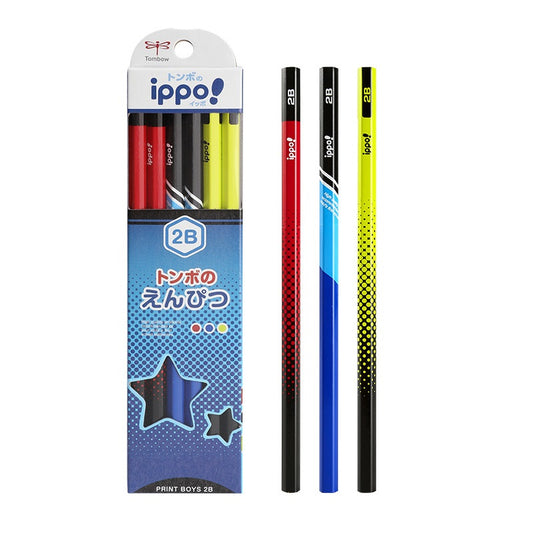 Tombow ippo! Kakikata Wood Pencil 2B HB,Print Boys,12 Pack