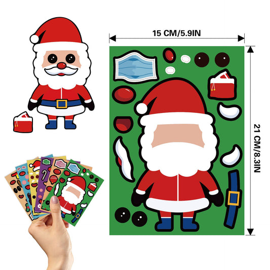 24 Sheets Christmas Make a Face Stickers for Kids Cards Crafts
