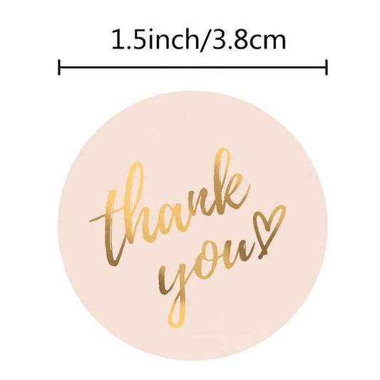 Thank You Stickers Roll 500 Labels 1.5 inch 4 Classic Colors with Gold Foil Design - TTpen