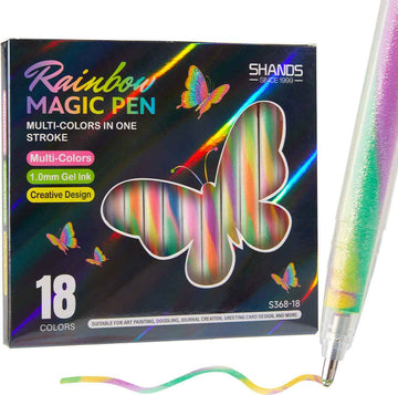SHANDS 18 Colors Magic Rainbow Gel Pens with Glitter Neon Pastel