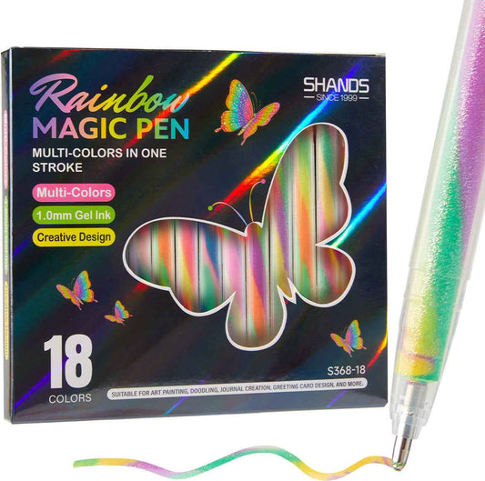 SHANDS 18 Colors Magic Rainbow Gel Pens with Glitter Neon Pastel