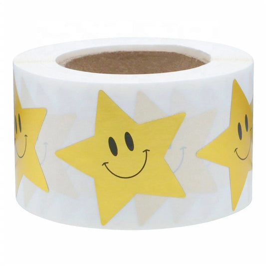 500pcs Happy Star Smile Face Reward Stickers,1.5 inch Gold