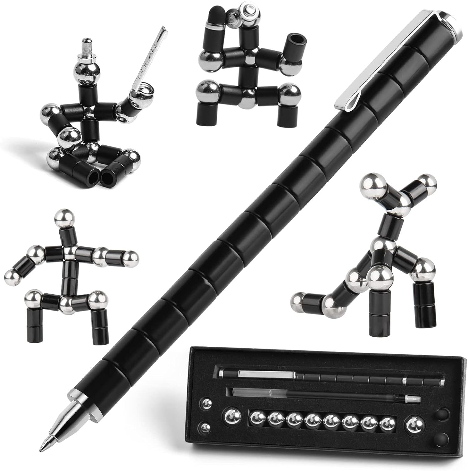 Metal Fidget Magnetic Pen Toy Gift Black