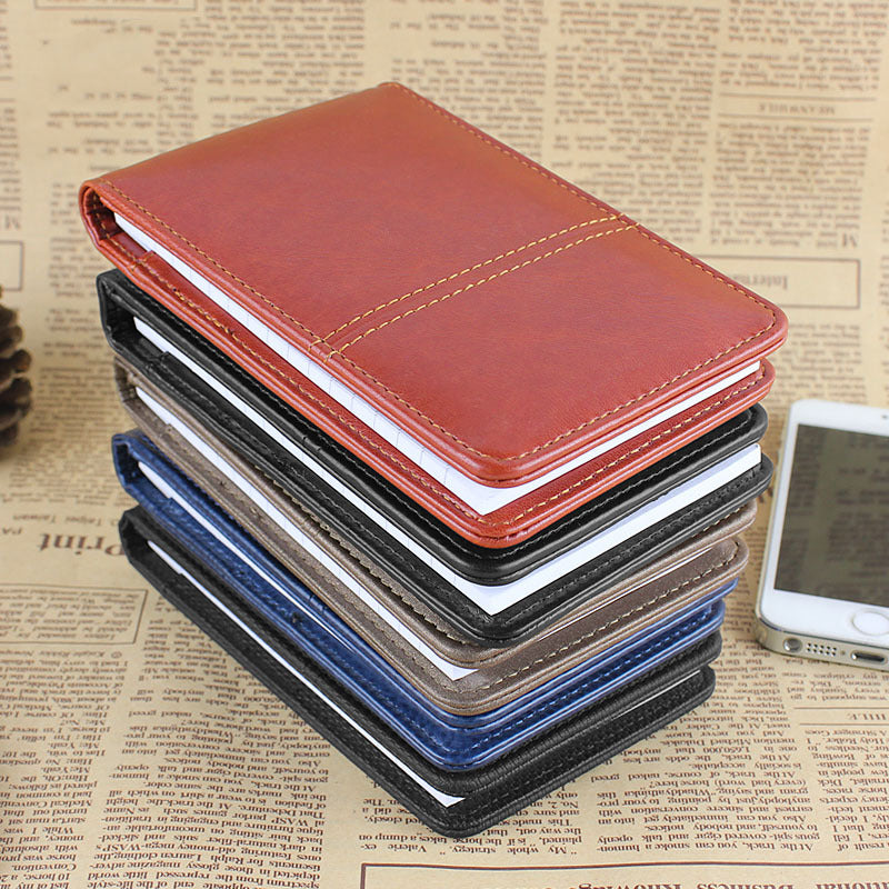 A7 Pocket PU Leather Mini Notepad with Calculator Ballpoint Pen Holder