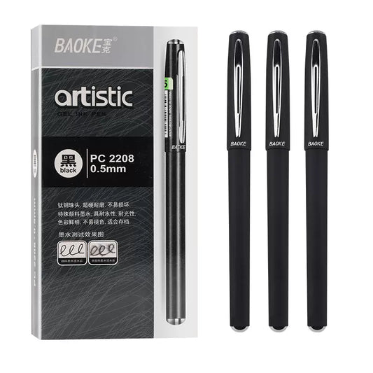 Baoke Artistic Gel Black Ink Pen PC2208 (Pack of 12)