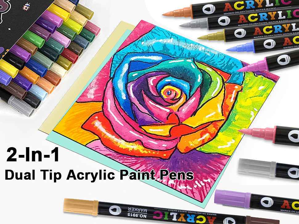 12/24/36 Colors Acrylic Paint Pens,Dual Brush Tip & Two Colors - TTpen
