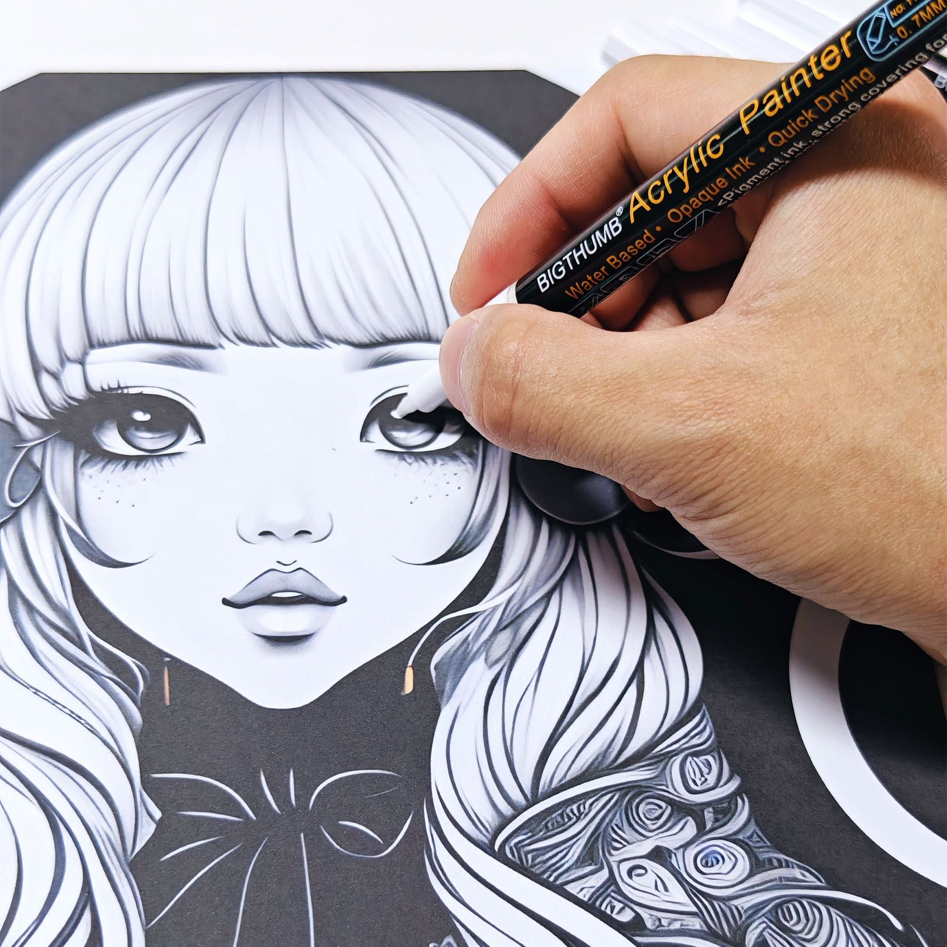 White Acrylic Marker Paint Pens 0.7mm 6 Pack