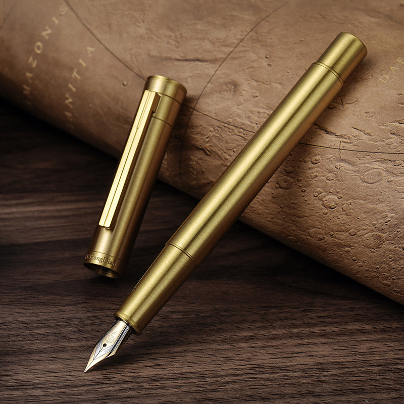Hongdian Raw Brass Copper Fountain Pen