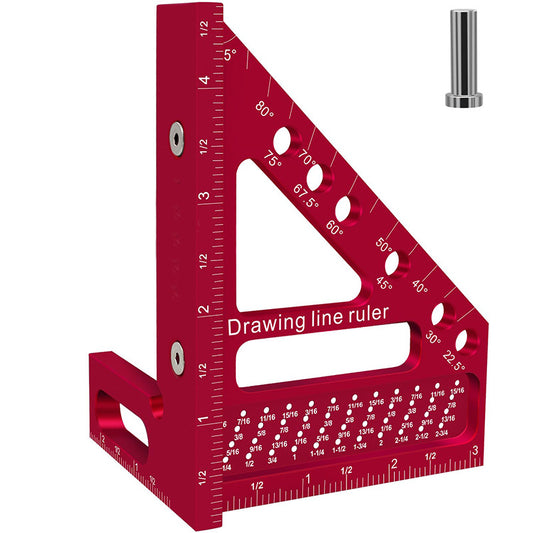 Carpenter Square Hole Scribing Drawing Line Ruler Woodworking Tool