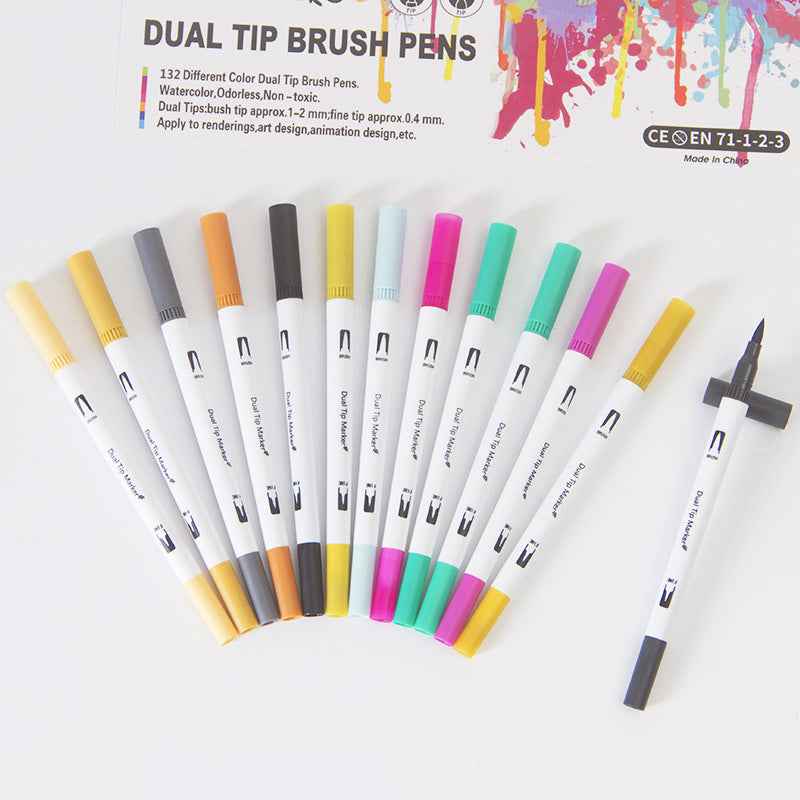100/120/132 Colors Dual Tip Brush Art Marker Pens - TTpen
