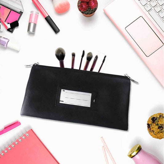 Leather Money Bag with Zipper For Depositing Cash and Bank Deposits - TTpen