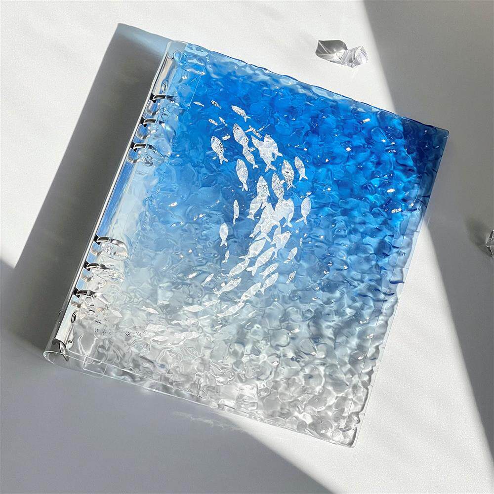 blue card binder Acrylic Ocean Blue Gradient Card Binder – Loose-Leaf Photo Album for 3-Inch  Cards, 40 Pages, 4 Pockets Per Page