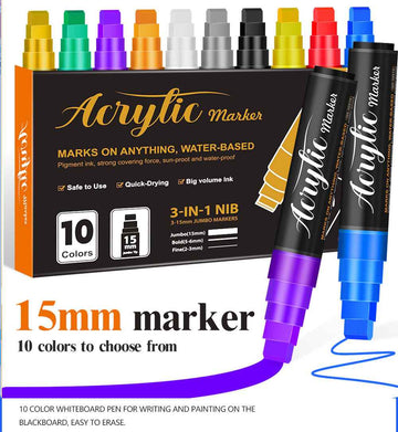 10 Colors Acrylic Paint Markers 15MM Jumbo Felt Tip