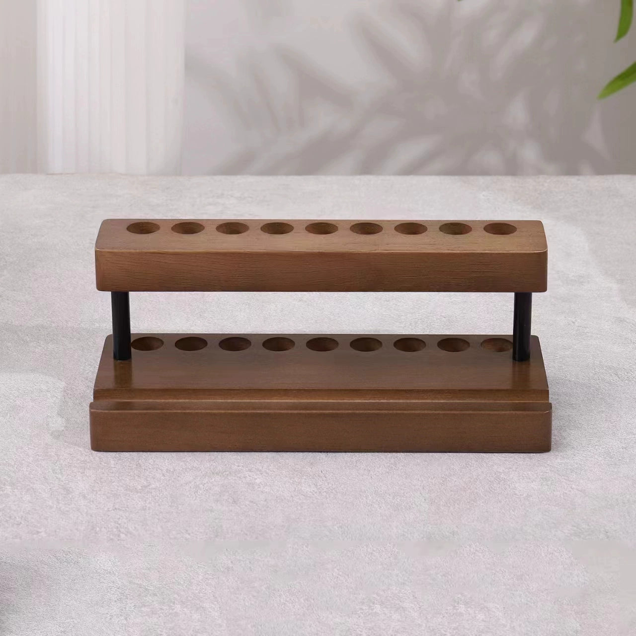 Wooden Pencil & Pen Holder with 9 Slots Cell Phone Stand