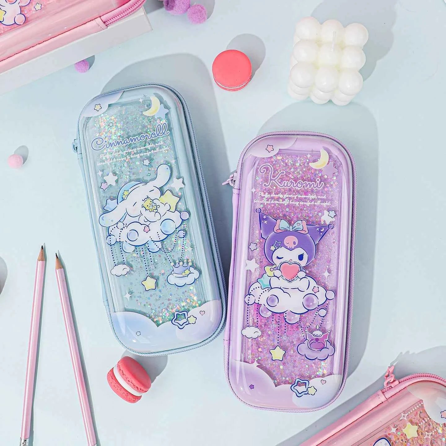 Guangbo Sanrio Glitter Flowing Pencil Case for Girls