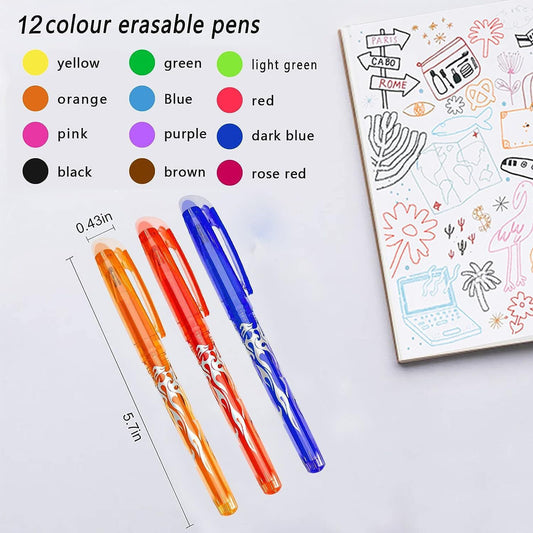 12 Colors Erasable Gel Pens