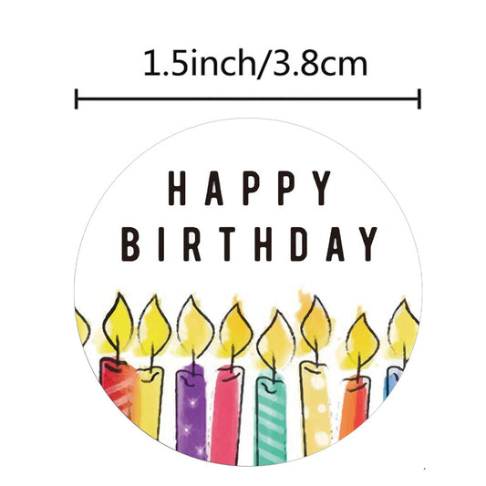 500 Labels Happy Birthday Stickers Round 1.5 inch