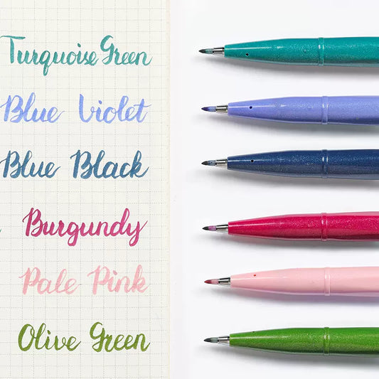 Pentel Fude Touch Sign Pen,Felt Pen Like Brush Stroke,6 Pack