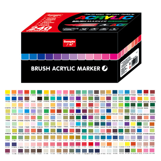 GuangNa GN8101 Soft Brush Acrylic Marker Set - 240 Colors