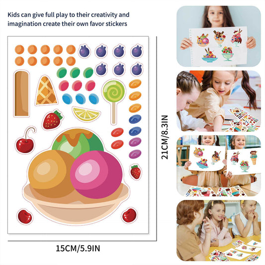 24 Sheets Icecream Theme Make Your Own Stickers for Kids