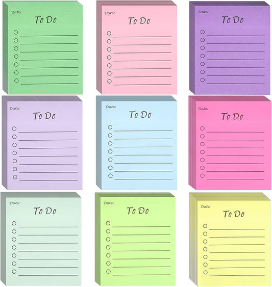 To Do List Sticky Notes Memo,50 Sheets/pad,9 Colors,10x7cm