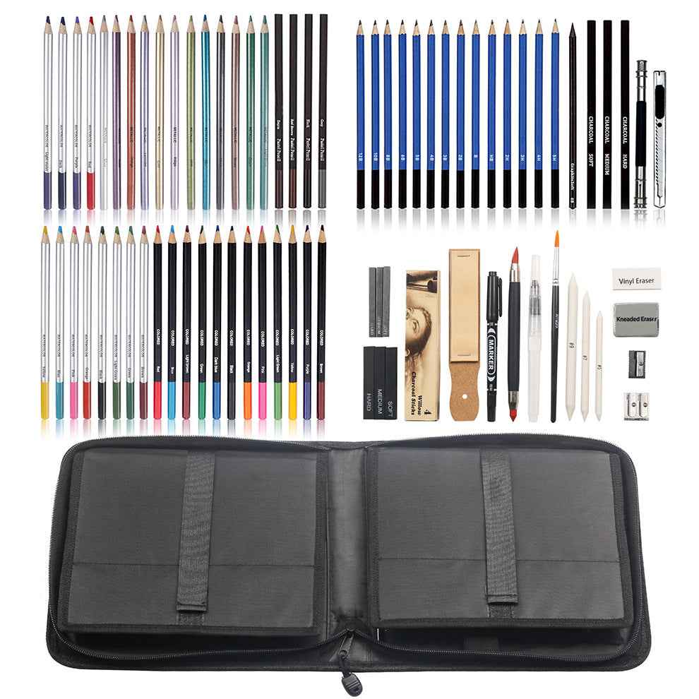 KALOUR 83 Piece Art Drawing Supplies Colored Sketching Pencils Set - TTpen
