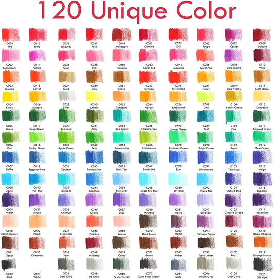 KALOUR 120 Premium Colored Pencils Set for Adult Coloring Books Soft Core