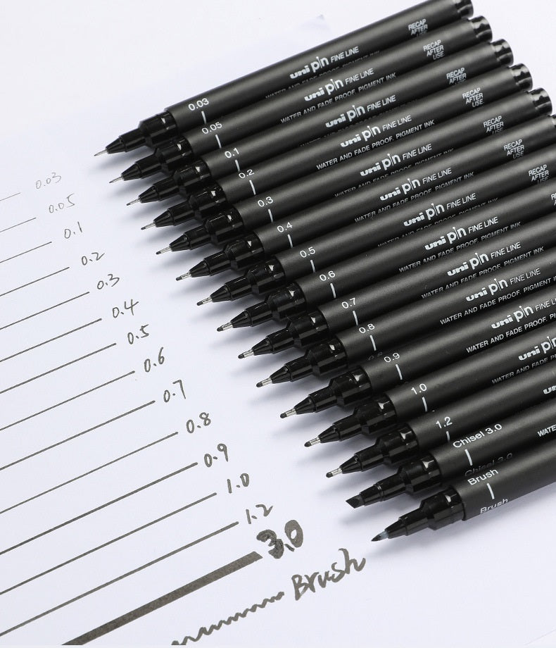 UNI PIN Fineliner Drawing Pen - Black - Brush Nib