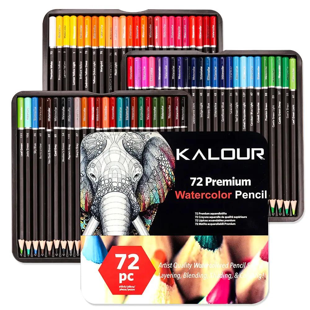 KALOUR Premium Watercolor Pencils, Set of 120 Colors,with Water Brush Pen,Portable Nylon Case,Numbered and Lightfastness,Water-soluble Colored