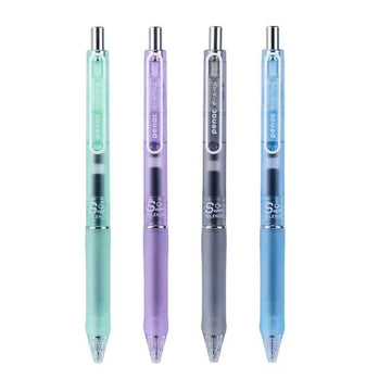 Japanese Penac Silent 0.5MM Click Gel Pen 4 Pack Transparent Barrel