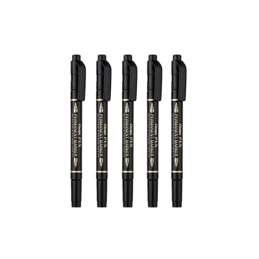 Pentel Twin-Tipped Permanent Marker Pen N75W 5 Pack