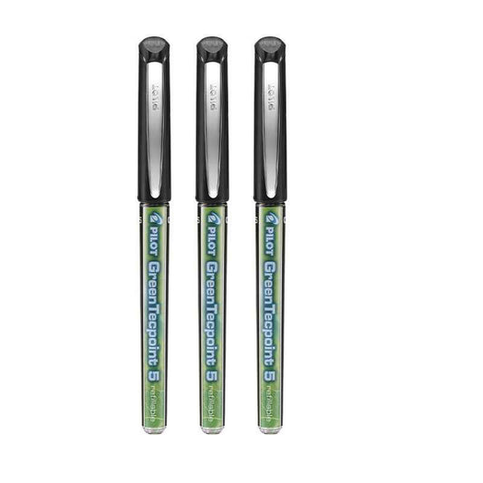 Pilot Green Tecpoint 5 Rolling Ballpoint Pen BXGR5 - 0.5 mm, 3 Pack