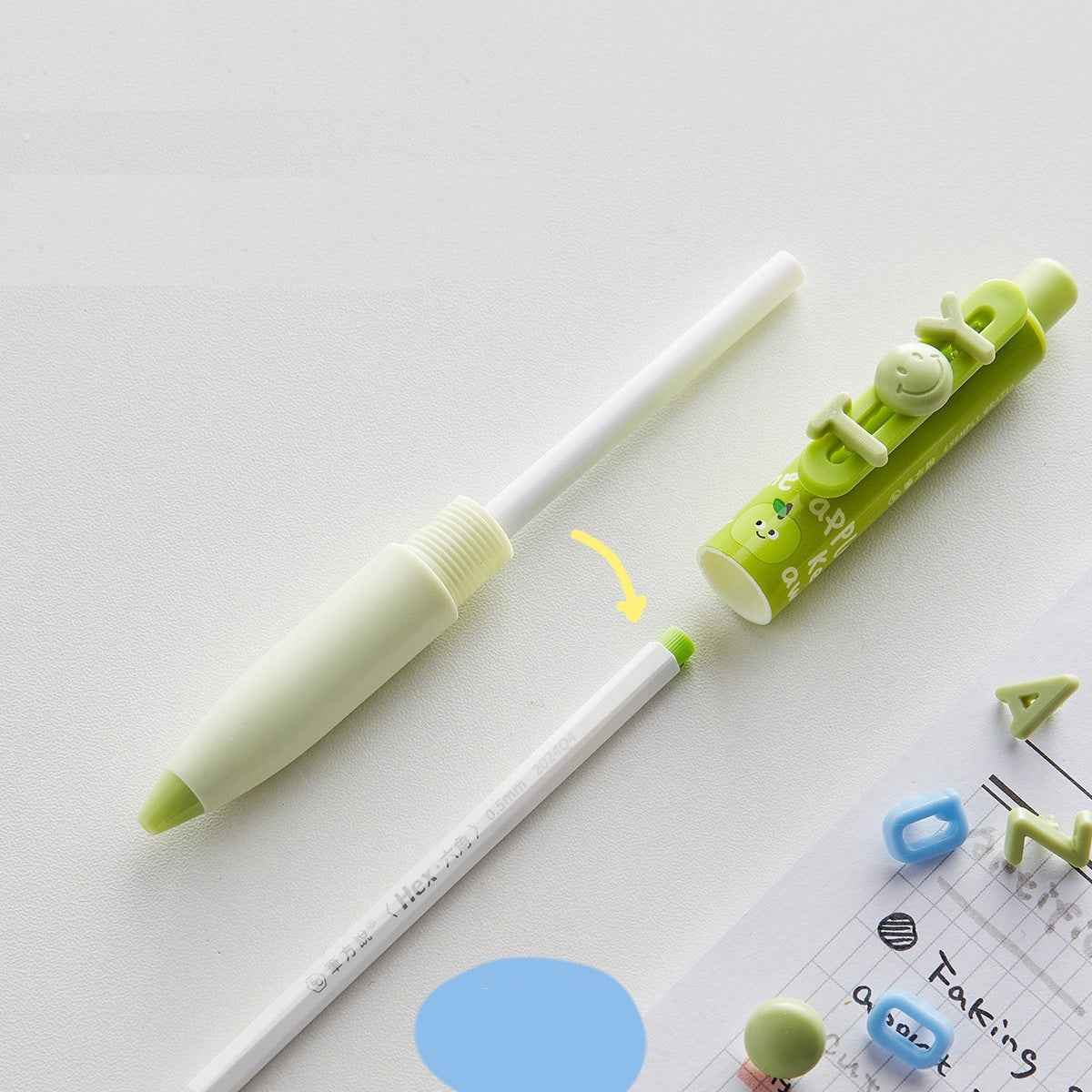 Pocket Gel Pen 0.5MM Black Ink 3 Pack with DIY Letter & Heart