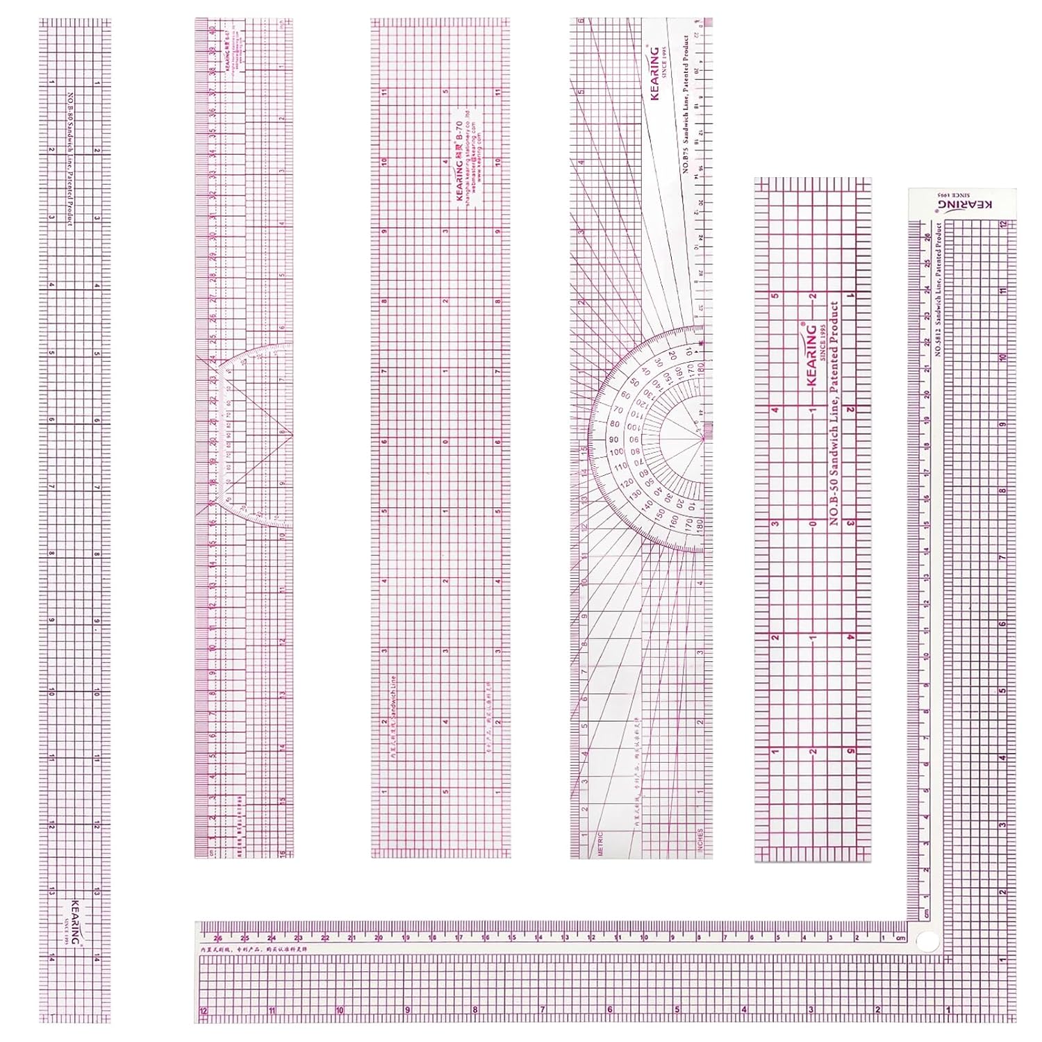 6 to 16 Inch Sewing Rulers for Clothes Fabric Design Pattern Making
