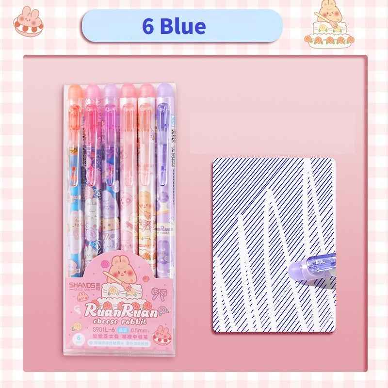 SHANDS Cheese Rabbit Erasable Gel Pens 12 Pack(6 Blue 6 Blue Ink)