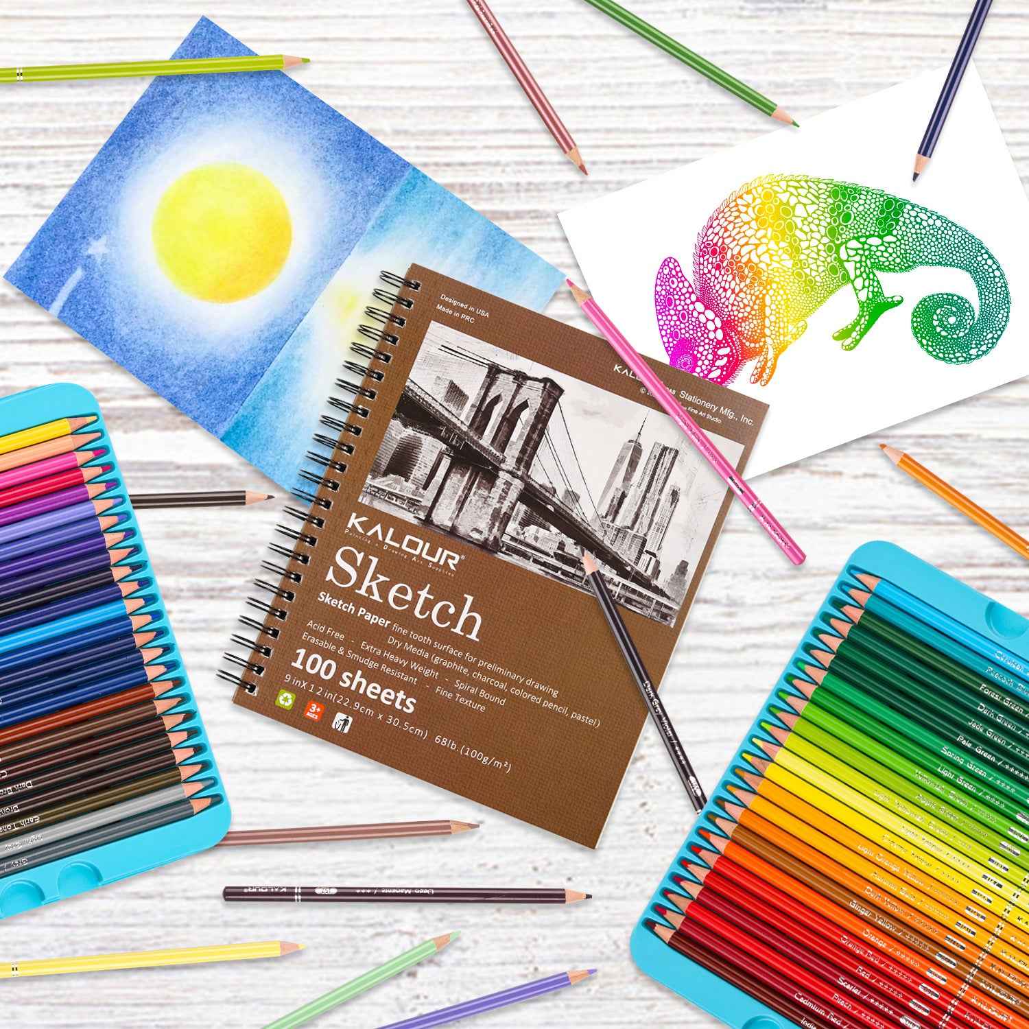 KALOUR Sketchpad 9X12" Inch (68lb/100g),100 Sheets Paper(2 Pack)