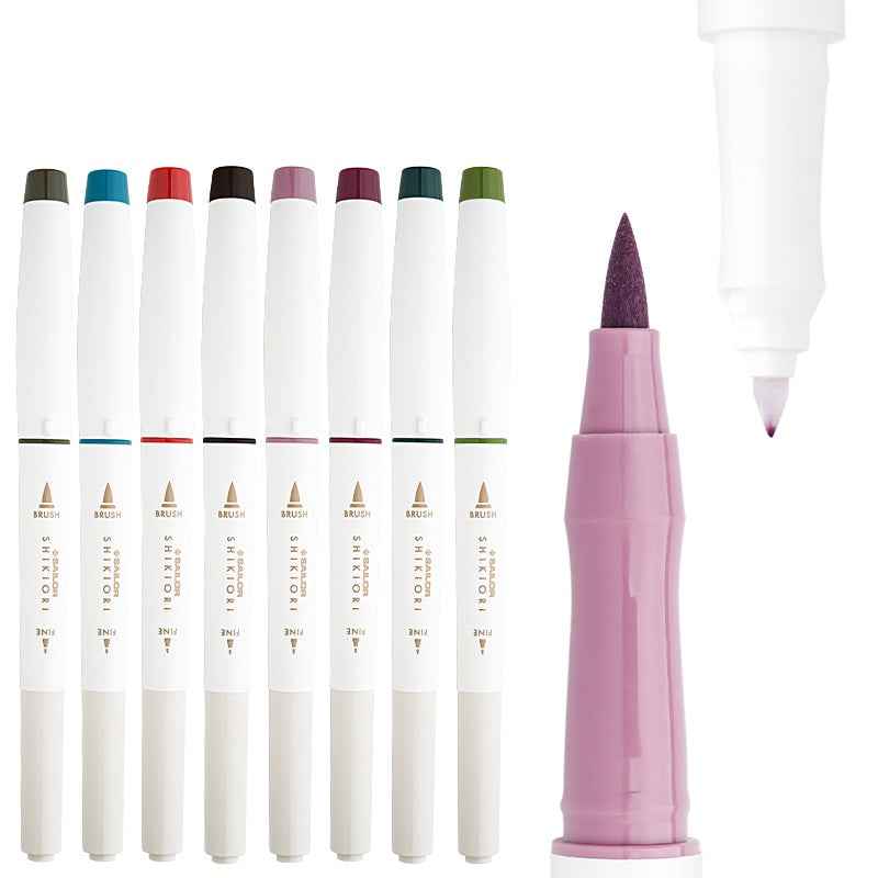 Sailor Shikiori Markers - Dual Tip - Water-Based Pen,Pack of 5