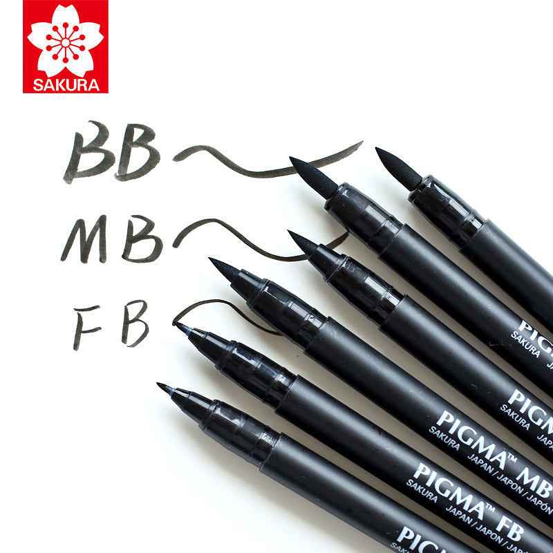 Sakura Pigma Professional Brush Pen - Black (3 Pack) - TTpen