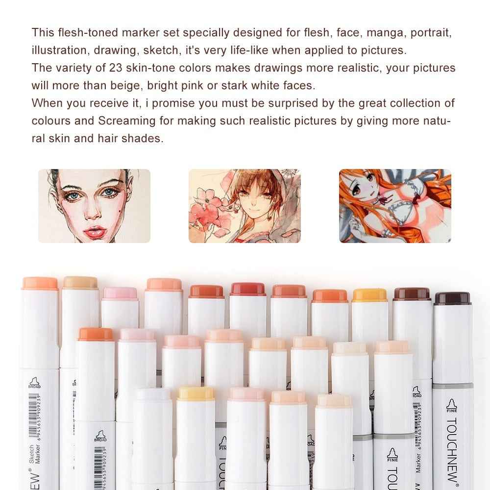 TOUCHNEW 24 Colors Skin Tone Art Alcohol Markers - TTpen