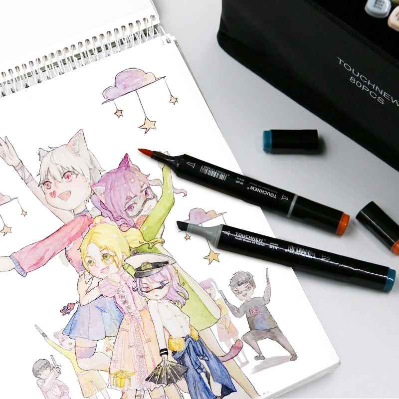 TOUCHNEW 80 Color Dual Tip Alcohol Brush Markers - TTpen