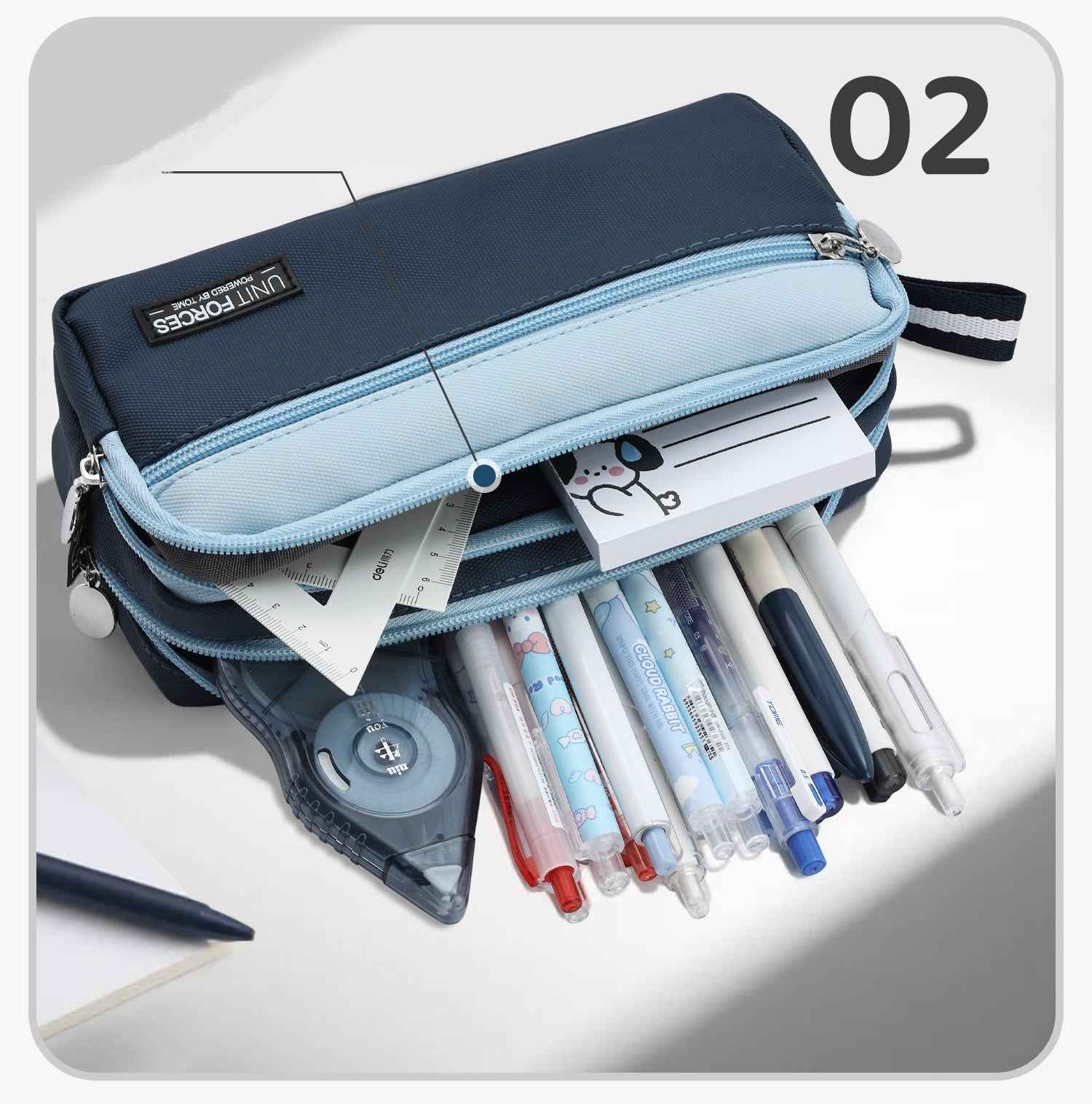 TOME 3-Layer Large Capacity Pen Bag Stationery Organizer Waterproof