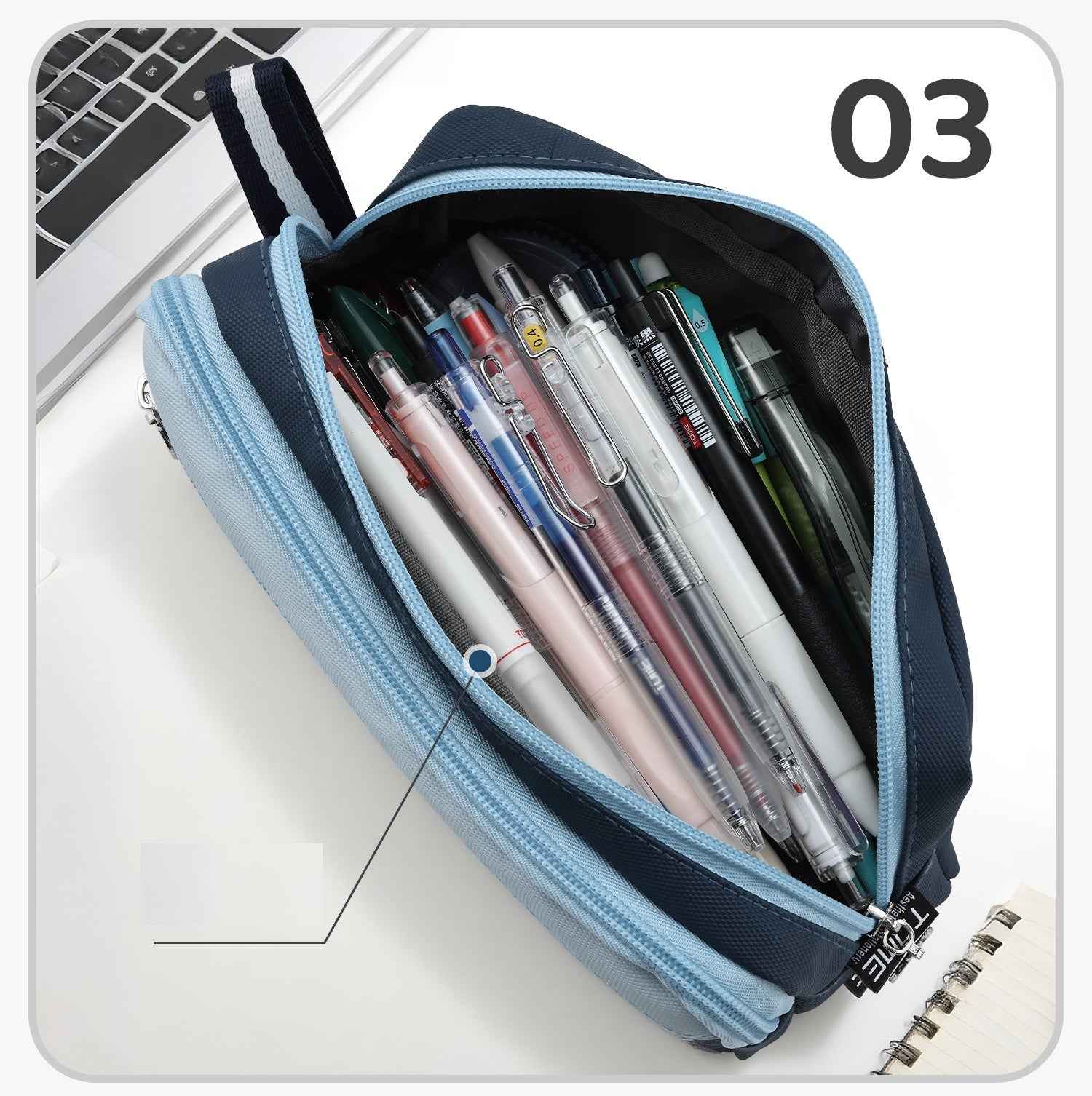 TOME 3-Layer Large Capacity Pen Bag Stationery Organizer Waterproof