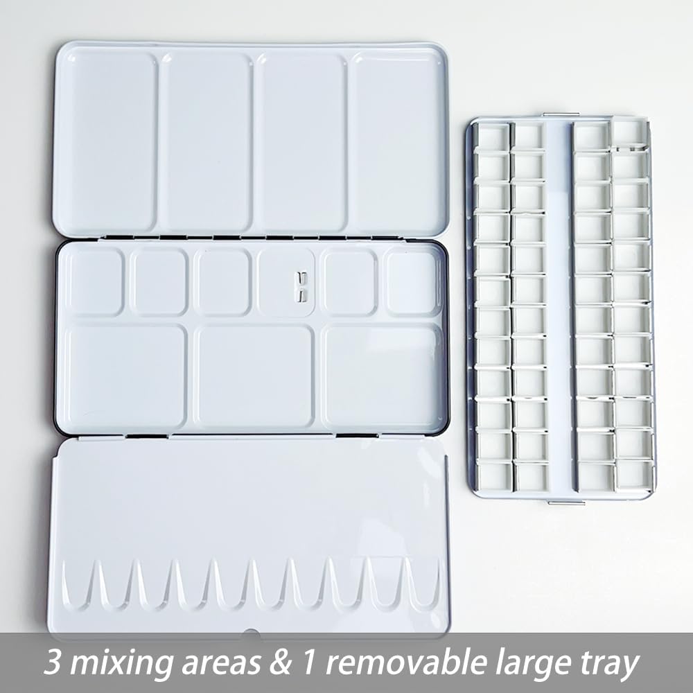Watercolor Palette Box Metal Tin with 48 Half Pans
