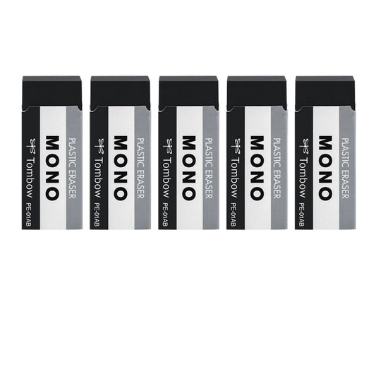 Tombow MONO Classic Plastic Eraser Black PE-01AB 5 Pack - TTpen