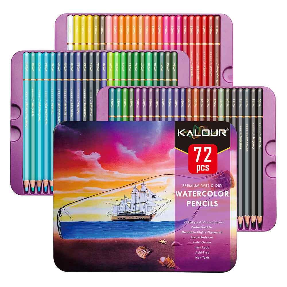 KALOUR 72 Premium Wet Dry Watercolor Pencils Set - TTpen