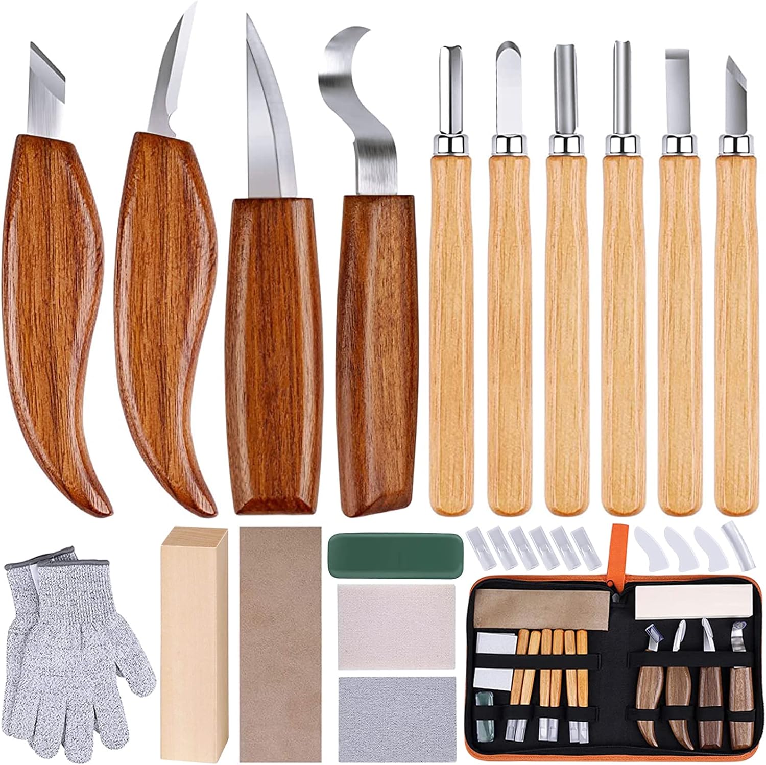 twasnight beforシリーズセット 26in1 Wood Carving Kit with Knife Chisel Gloves