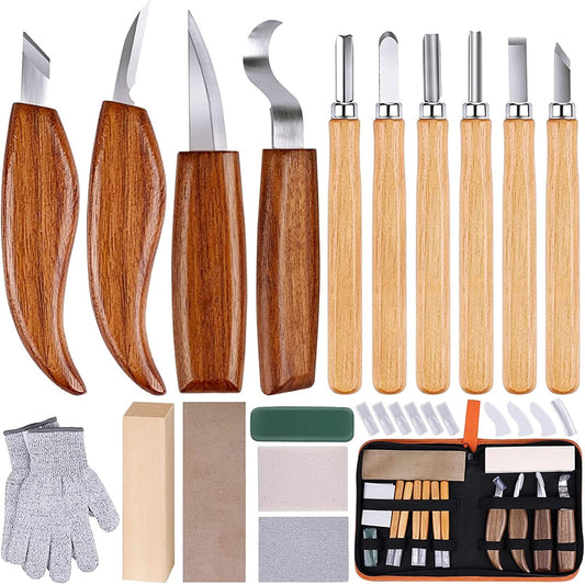 26in1 Wood Carving Kit with Knife Chisel Gloves