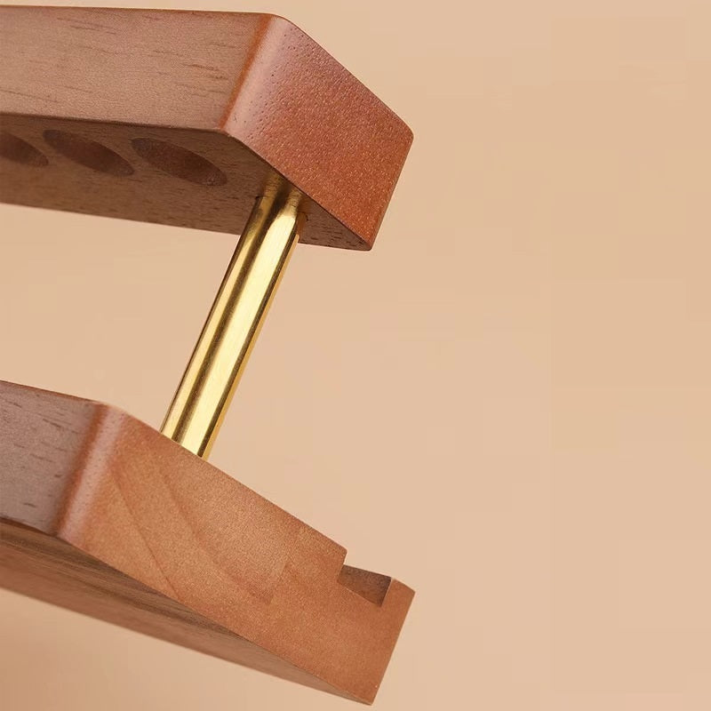 Wooden Pencil & Pen Holder with 9 Slots Cell Phone Stand