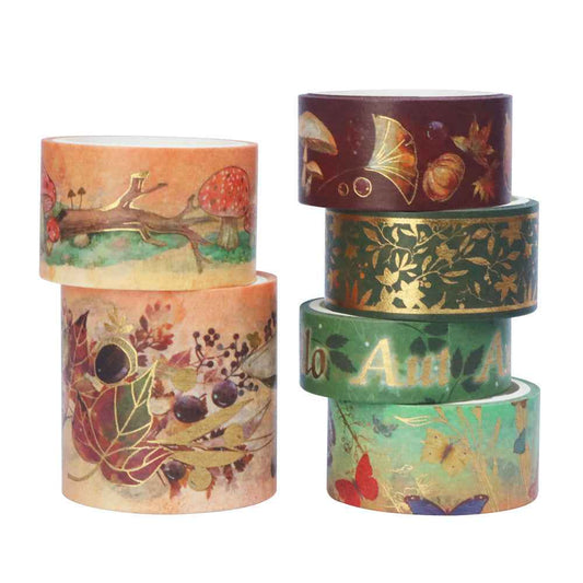 Hello Autumn Nature Metallic Foil Washi Tape Set 6 Rolls - TTpen